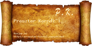 Preszter Kornél névjegykártya